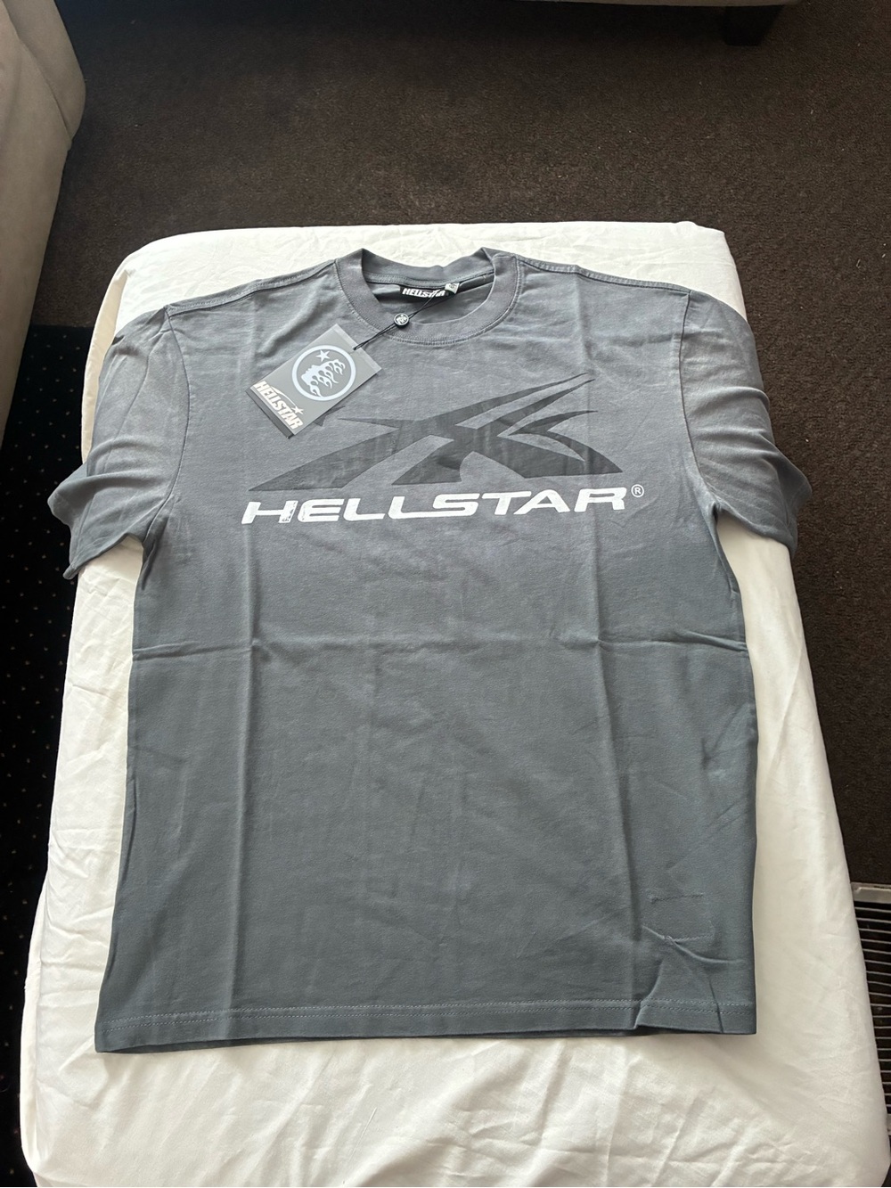 Hellstar Men's Short Sleeve Crew Tee in Gray with Logo